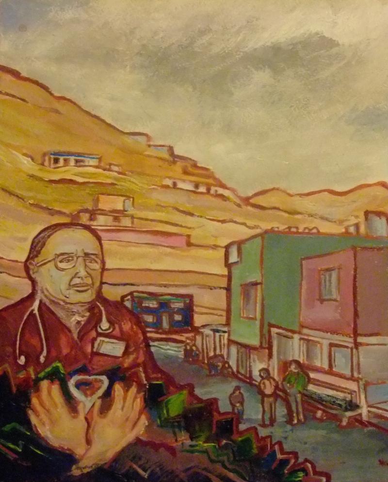 Painting of Dr. Luis Campos in Collique, Peru